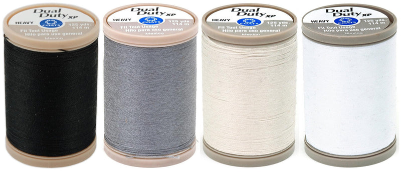 4-PACK - Coats & Clark - Dual Duty XP Heavy Weight Thread - 4 Color Value Pack - (Black+White+Slate+Natural) 125yds Each - NewNest Australia
