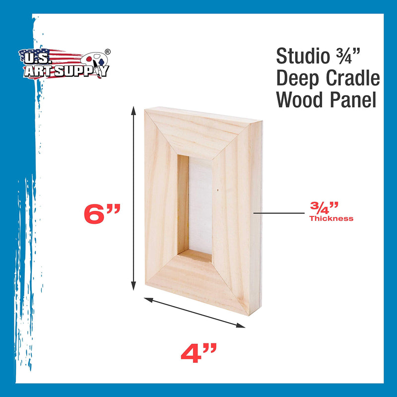 U.S. Art Supply 4" x 6" Birch Wood Paint Pouring Panel Boards, Studio 3/4" Deep Cradle (Pack of 5) - Artist Wooden Wall Canvases - Painting Mixed-Media Craft, Acrylic, Oil, Watercolor, Encaustic 4" x 6" - NewNest Australia
