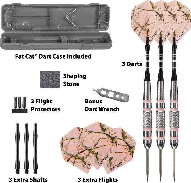 Fat Cat by GLD Products Realtree APC Pink Camo Steel Tip Darts with Storage/Travel Case, 23 Grams , Black - NewNest Australia