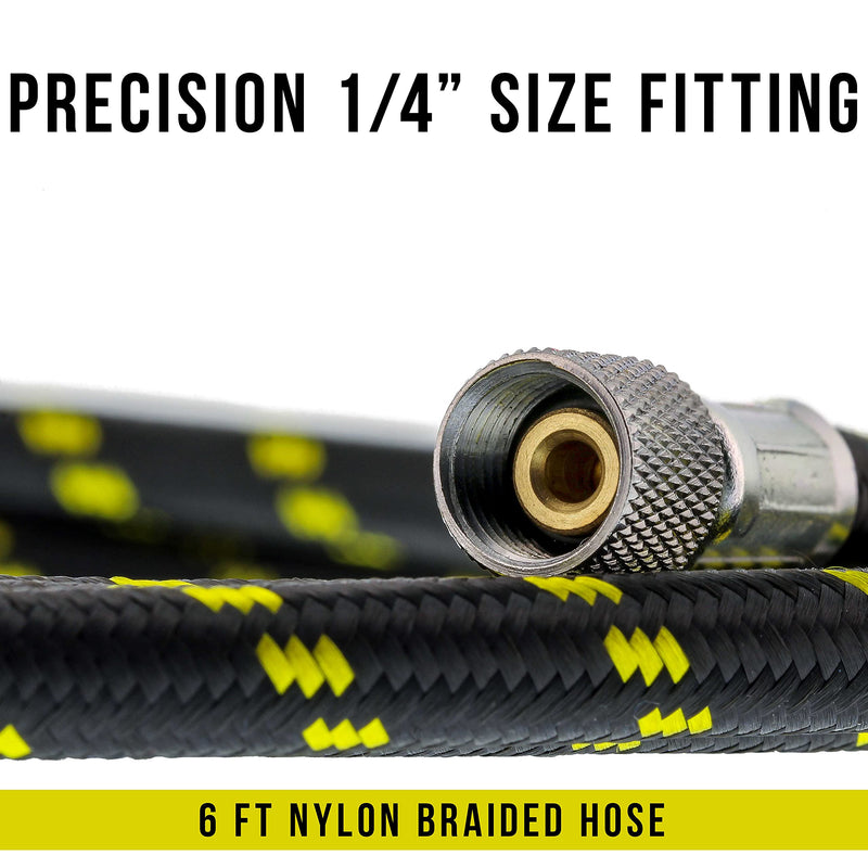 Master Airbrush Premium 6 Foot Nylon Braided Airbrush Hose with Standard 1/8" Size Fitting on One End and a 1/4" Size Fitting on The Other End (Hose Color May Vary) - NewNest Australia