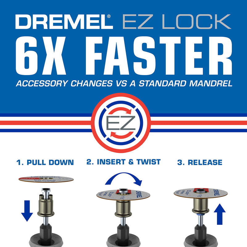 Dremel EZ406-02, EZ - Lock Starter Kit, 1 1/2-Inch (38.1 mm) Wheel Diameter, 5 piece Fiberglass Reinforced Cut-off Wheels and EZ402 mandrel included, Rotary Tool Cutting Disc Accessories - NewNest Australia