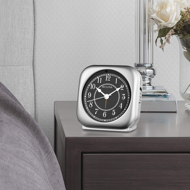 NewNest Australia - Bulova B1871 Silent Knight Alarm Clock, Silver-Tone 