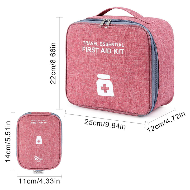 Pack Of 2 Medicine Bag, Travel Emergency Bag, First Aid Travel Pharmacy Bag, Empty, Medicine Bag, Travel Pharmacy Bag, Portable Travel First Aid Kit, For Travel, On The Go, Home, Office (Red) - NewNest Australia