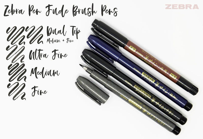Zebra Pen Zensations Brush Pen, Double Ended, Medium and Fine Brush Tip, Black Water-Resistant Ink, 1-Pack Double Ended: Medium and Fine Tip - NewNest Australia