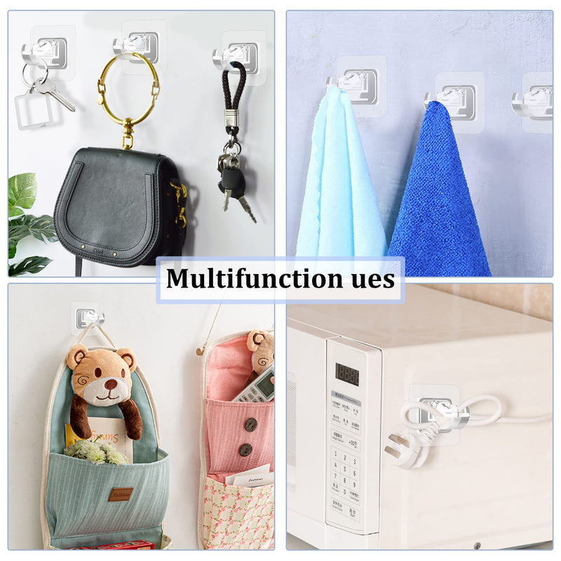 8PCS No Drill Curtain Rod Brackets No Drilling Self Adhesive Curtain Rod Holder Hooks Nail Free Adjustable Curtain Rod Hooks Curtain Hangers for Bathroom Kitchen Home Bathroom and Hotel (Transparent) 8 Tramsparent - NewNest Australia