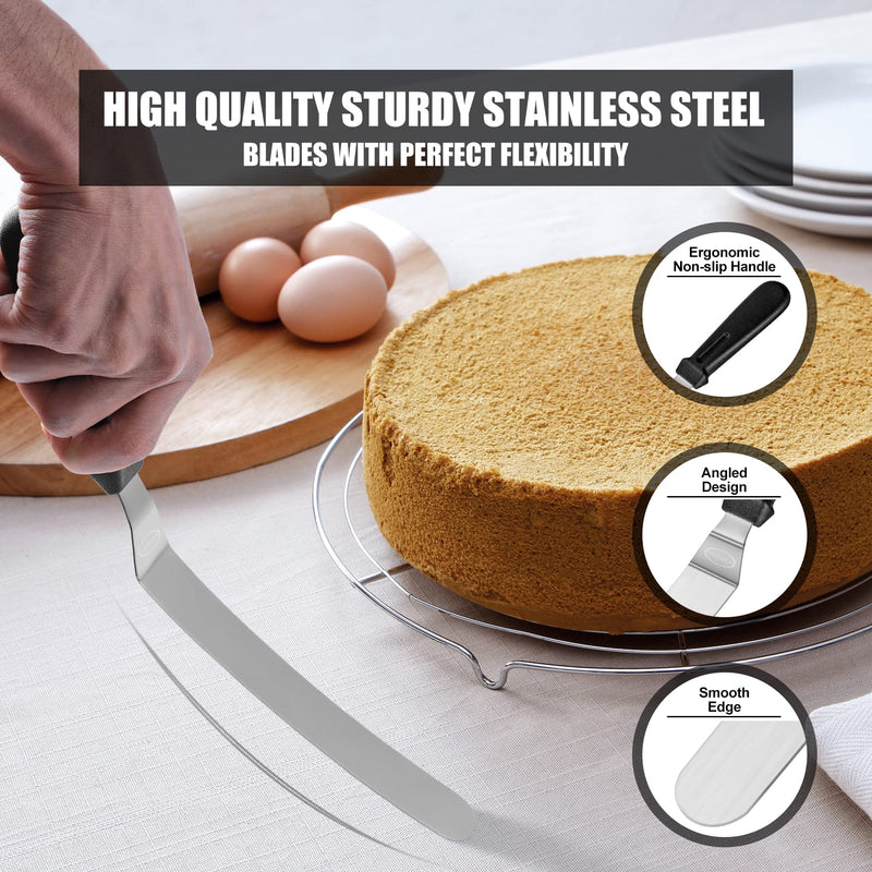 TACGEA Icing Spatula, Offset Spatula for Cake Decorating, Baking, Angled Frosting Spatula with 6, 8 10 inch Stainless Steel Blade, Set of 3 - NewNest Australia