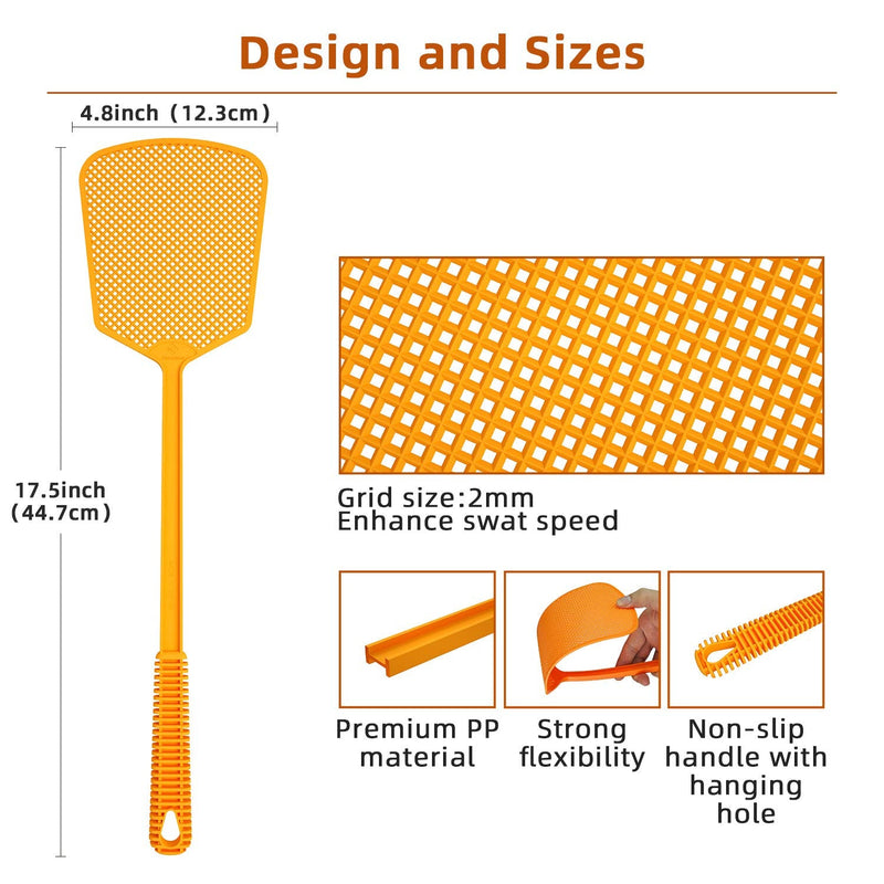 Kensizer 6-Pack Plastic Fly Swatters Heavy Duty, Multi Pack Matamoscas, Long Handle Fly Swat Shatter Bulk, Large Bug Swatter That Work for Indoor and Outdoor - NewNest Australia