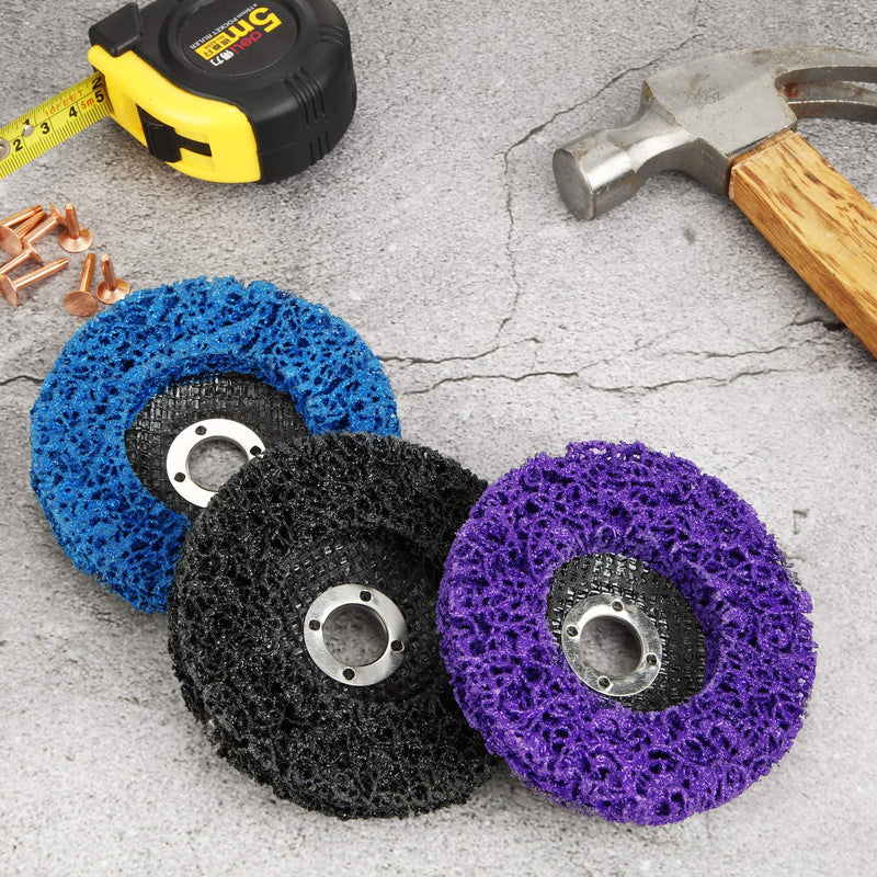 Paint Stripping Disc Wheel 3 Pieces Rust Stripper Strip Discs for 4 x 5/8 Inch Angle Grinder for Wood Metal Fiberglass Products Removing Paint Coating Rust (Blue, Black, Purple) Blue, Black, Purple - NewNest Australia