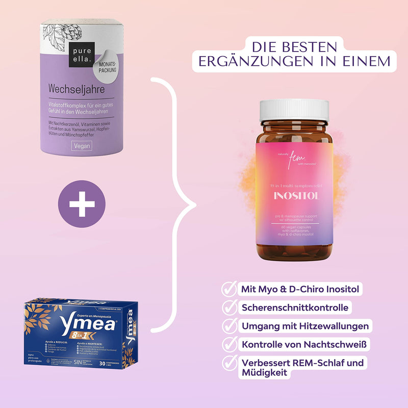 Menopause Inositol FEM 19-in-1 | Maintains Menopause with Inositol Myo & D-chiro, Isoflavones, Yam Root, Red Cabbage | Maintains Metabolic Health | High Dosage, Hormone-Free, Vegan - NewNest Australia