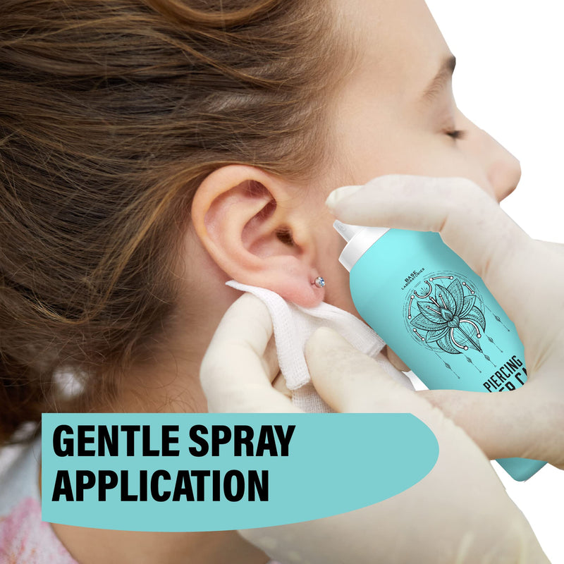Base Labs Sea Salt Piercing Aftercare Spray | 4oz | Cleanses, Sterilizes & Soothes | Saline Solution For Piercings with Lysozyme | Fast Ear Piercing Cleaner Solution For Ears, Nose & Bumps | 120ml - NewNest Australia
