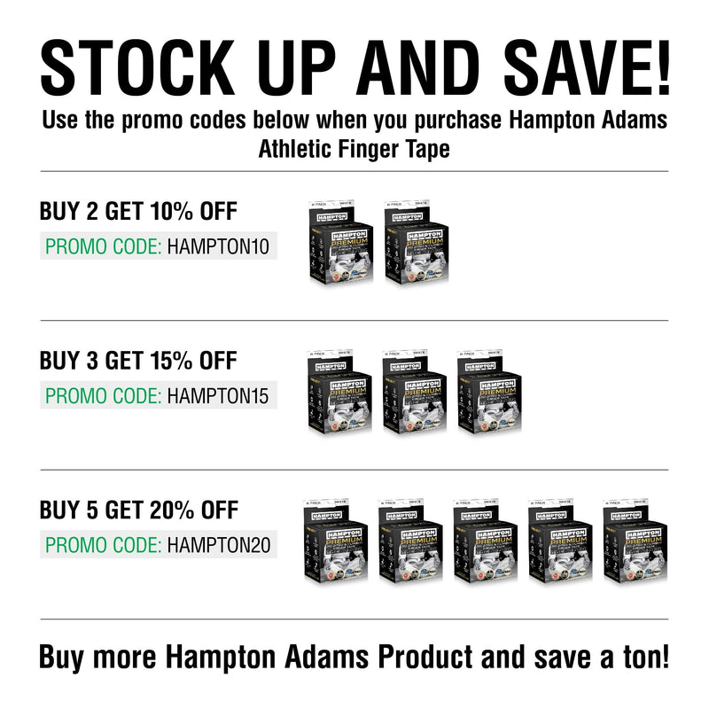 (8 Pack) White Finger Tape - Athletic Tape | 0.3” x 45 Feet - for Rock Climbing, BJJ Jiu Jitsu, Grappling, MMA, Crossfit and Martial Arts by Hampton Adams - NewNest Australia