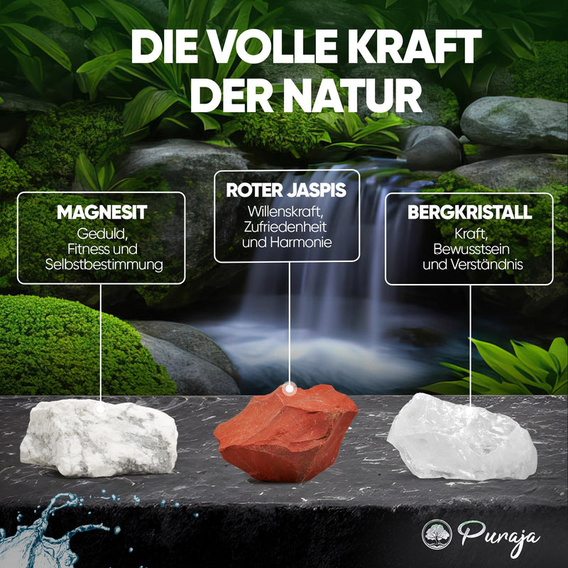 PURAJA Gemstone Water Fit & Vital Blend | Premium healing stone set for water treatment: magnesite, red jasper, rock crystal | Water stones for drinking water 250 g (pack of 1) - NewNest Australia