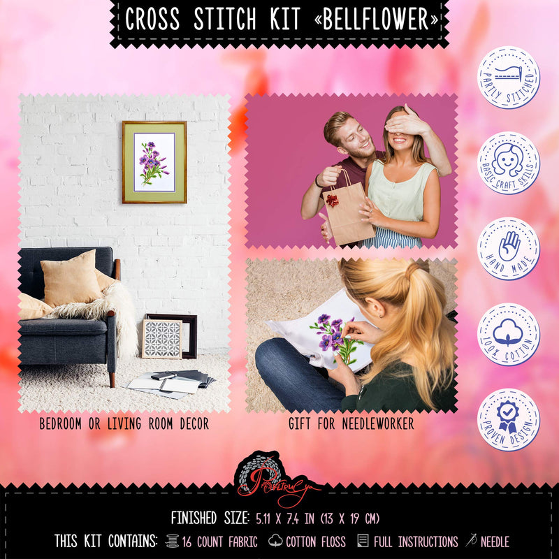 American Bell-Flower Counted Cross Stitch Kit – Flower DIY Embroidery Set American Bell-Flower - NewNest Australia