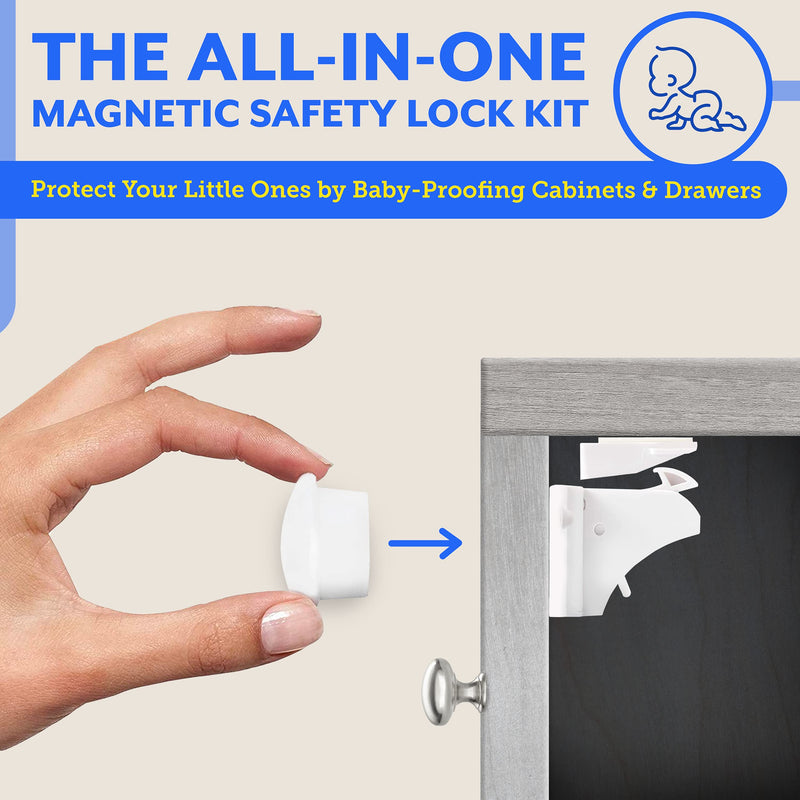 Eco-Baby Cabinet Locks for Babies - 20-Pack Magnetic Baby Proof Safety Latches﻿, 3 Keys - Magnetic Baby Proof Lock for Cabinets, Doors, Drawers - Easy to Install Child Proofing - NewNest Australia