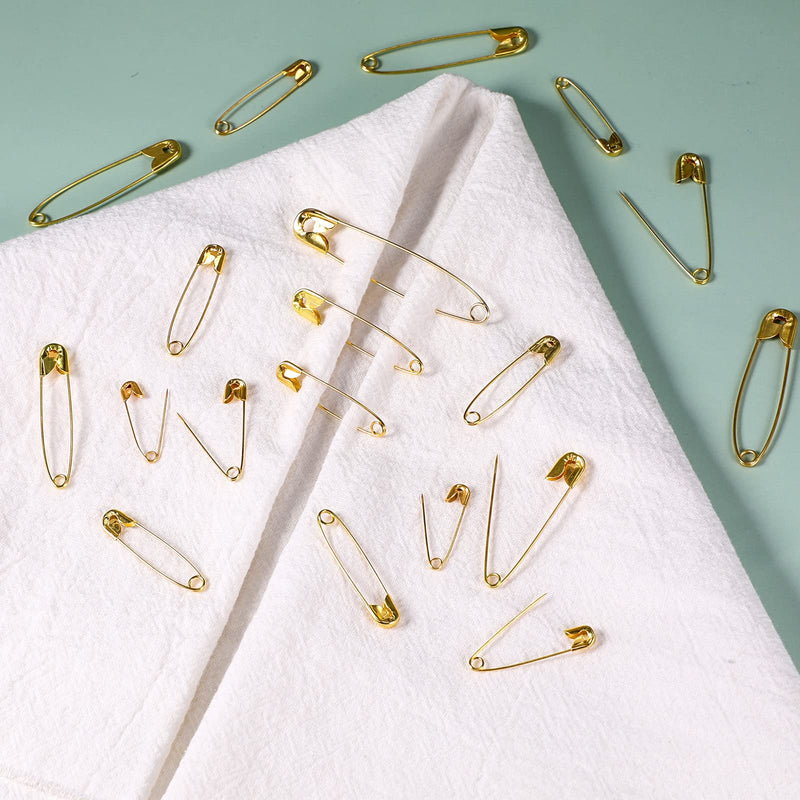 LUTER 250 Pieces 6 Sizes Safety Pins Large and Small Safety Pins Durable, Rust-Resistant for Art Craft Sewing Jewelry Making Home Office Use (Gold) - NewNest Australia