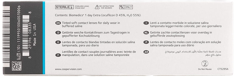 Biomedics 1 day Extra sphere, daily soft lenses, 30 pieces / BC 8.60 mm / DIA 14.20 mm / -2.75 diopters 8.6 millimeters 14.2 millimeters - NewNest Australia