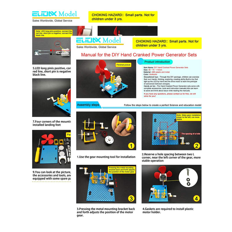 EUDAX DIY Dynamo Lantern Educational STEM Building Toy, Hand Cranked Power Generator,Generators Science Kit, Light Bulb Science Experiments Kits for Kids Age - NewNest Australia