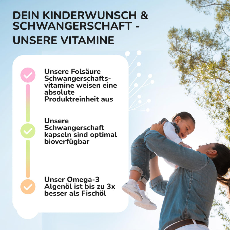 Baby's Best | Vitamins for children | Pregnancy vitamins | Breastfeeding | Folic acid 600 mcg | vegan Omega 3 | purely plant-based | only 1 capsule per day | Made in Germany - NewNest Australia