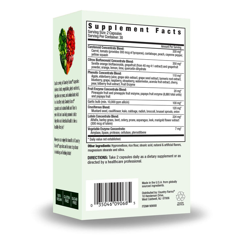 Country Farms Super Fruit and Veggies Capsules, 30 Fruits and Vegetables, 30 Servings, 60 Count (Pack of 1) - NewNest Australia