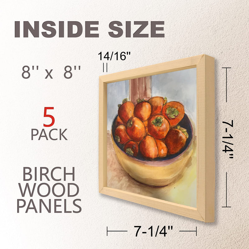 Unfinished Wood Boards Canvas for Painting, 5 Packs 3/4’’ Deep Cupohus 8’’ x 8’’ Wooden Cradled Panels for Pouring Art, Crfats, Parints and More 8" x 8" - NewNest Australia