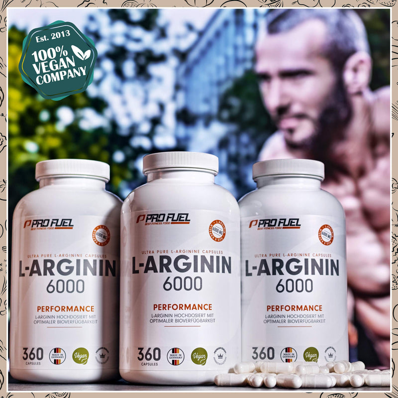L-Arginine 360 Capsules Vegan - With 6000 Mg Vegetable Derived From Fermentation (Of Which 6000 Mg Pure L-Arginine) Per Daily Dose - No Additives - Made In Germany - 100% Vegan - NewNest Australia