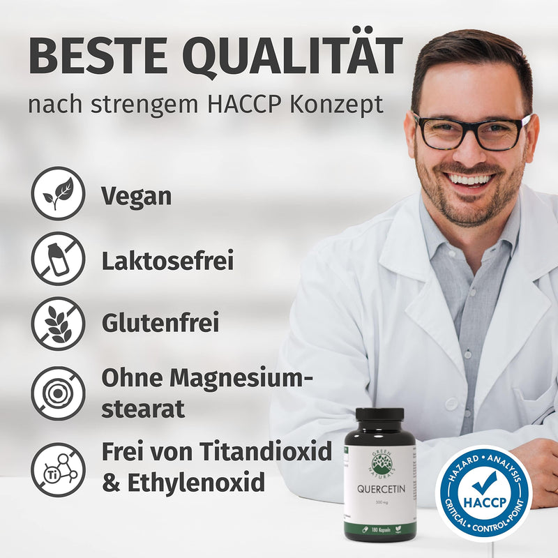 Quercetin - 180 capsules of 500 mg each made in Germany - 100% vegan & without additives - supply for 6 months - NewNest Australia