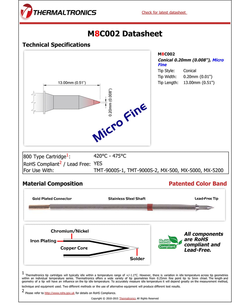 Thermaltronics M8C002 Conical 0.20mm (0.008in), Micro Fine - NewNest Australia