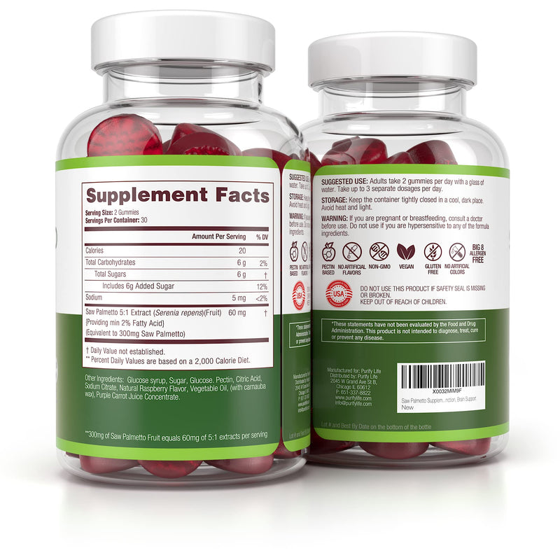 Saw Palmetto Extract Gummies for Hair Loss (300mg) Saw Palmetto Prostate Supplements for Men - DHT Blocker for Women Hair Growth, Hormonal Balance, PCOS Supplement, Urinary Tract, Gluten-Free & Vegan - NewNest Australia