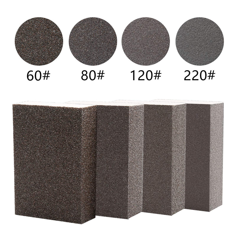 BokWin 8Pcs Sanding Sponge, 60 80 120 220 Coarse/Medium/Fine Grit Sanding Blocks, Sander Sponges, 4 Different Specifications Sanding Blocks Assortment for Drywall, Metal, Wood 60#, 80#, 120#, 220# - NewNest Australia