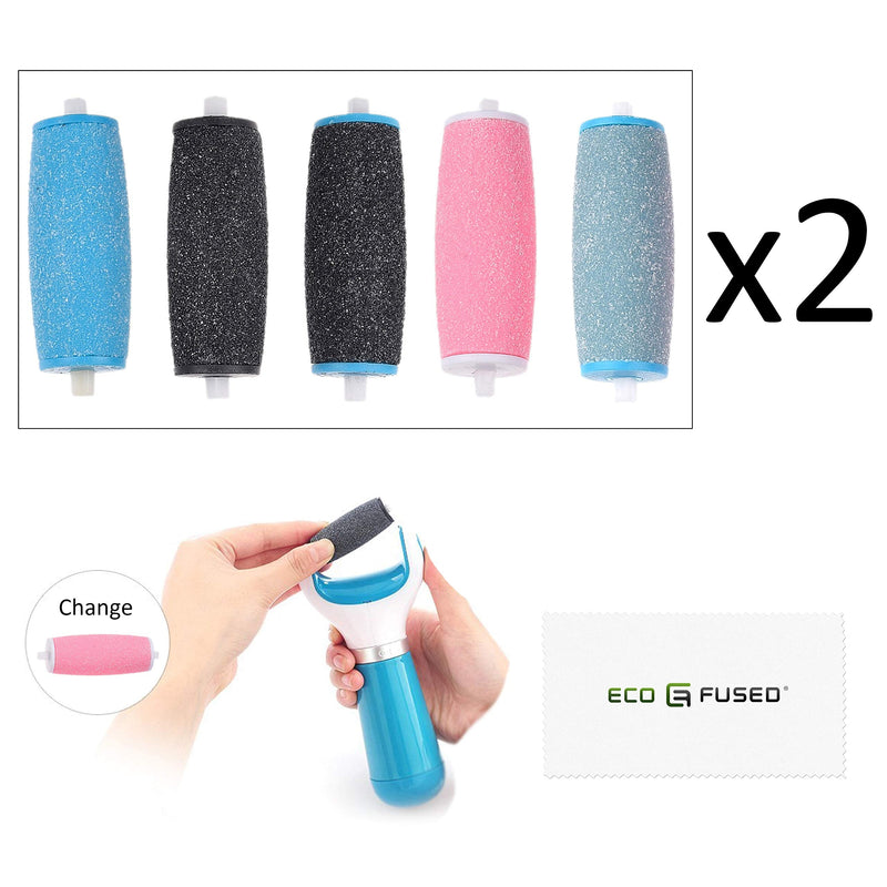 Eco-Fused 10 Pack Compatible Replacement Roller Heads For Amope Pedi Perfect Electronic Foot File - 4X Extra Rough And 6X Normal Rough - Removes Calluses For Smooth Feet - Great Pedicure Accessories - NewNest Australia