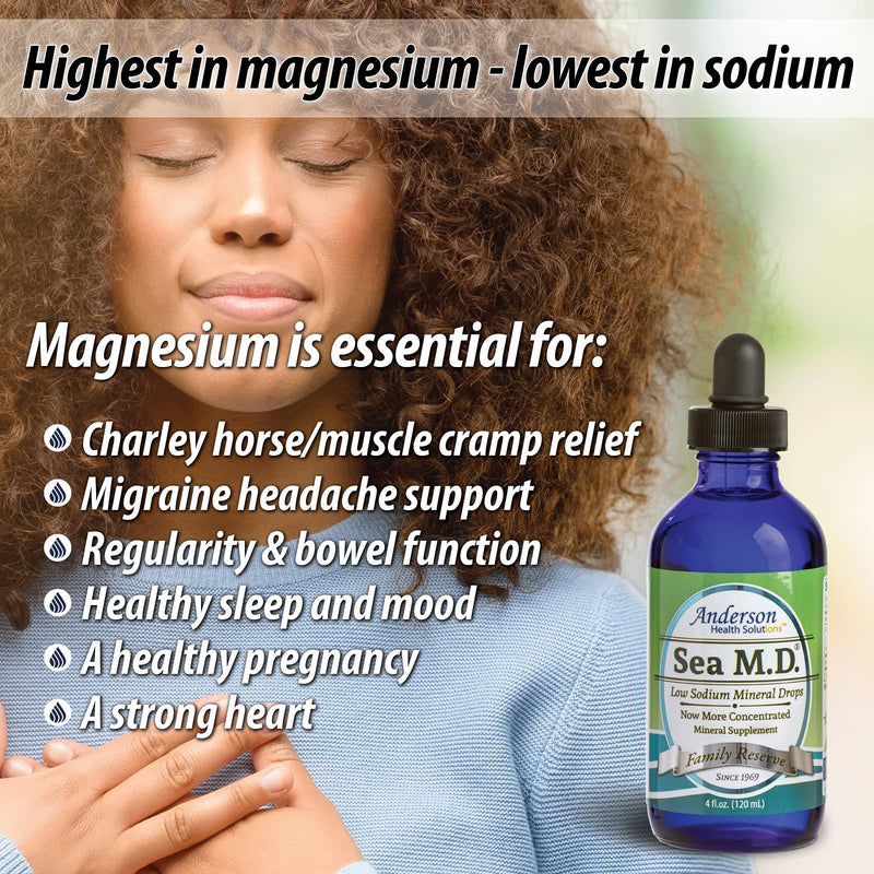 Anderson's Sea M.D. New Travel Size Concentrated Trace Mineral Drops, Ionic Electrolyte Magnesium Supplement, Aids in Muscle Cramps Joint Health, Liquid Magnesium, Easy to Take, 1 oz 1 Ounce - NewNest Australia