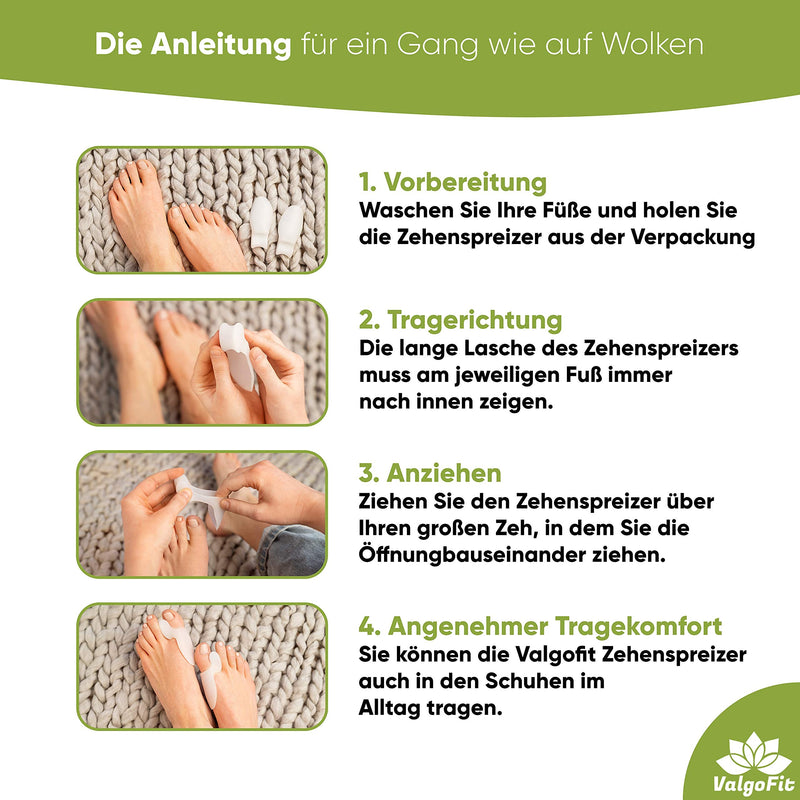 ValgoFit® silicone toe spreader - [8x] - transparent - hallux valgus correction - optimal spread and natural alignment of the toes - bunion correction including training band and eBook - NewNest Australia