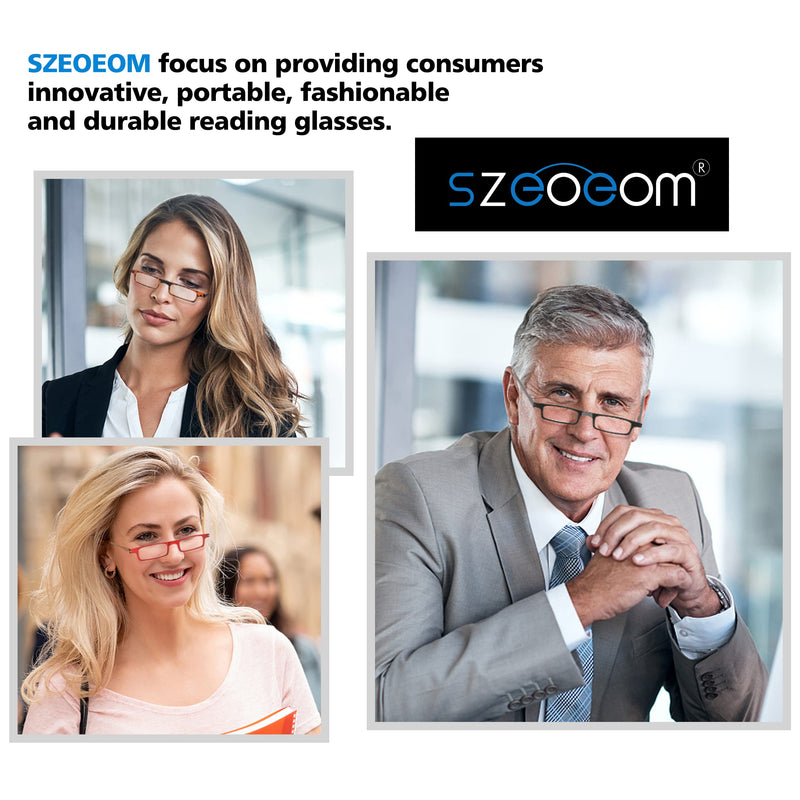 SZEOEOM Ultra Thin Foldable Reading Glasses Ultralight Blue Light Foldable Readers for Men Women Compact Travel Portable Rectangle Glasses Case Black 2.5 Diopters - NewNest Australia