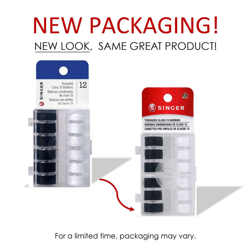 SINGER 42145 Class 15 Black & White Threaded Bobbins, Black, White 12 Count - NewNest Australia