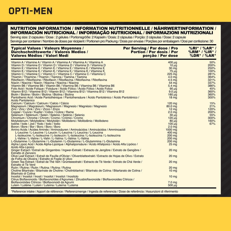 Optimum Nutrition Opti-Men Multivitamin Supplements for Men with Vitamin D, Vitamin C, Vitamin A and Amino Acids, 30 Servings, 90 Capsules 90 Count (Pack of 1) - NewNest Australia