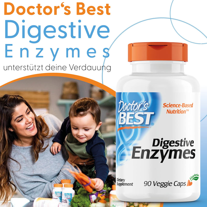 Doctor's Best, Digestive Enzymes, 90 Vegetarian Capsules, Enzyme Mix, Laboratory Tested, Gluten Free, Soy Free, Non-GMO 90 Pieces (Pack of 1) - NewNest Australia