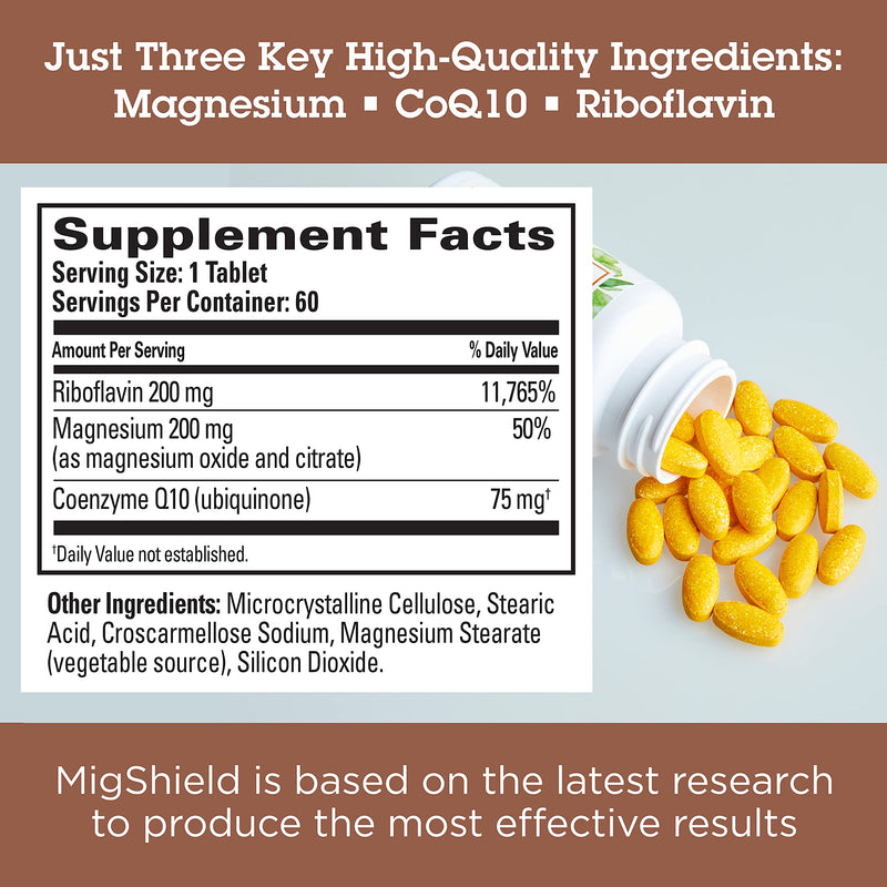 Quantum Health MigShield Magnesium Supplements with Riboflavin & CoQ10, The Power of Magnesium in Easy-to-Take Tablets For Effective Results, 60 Tablets, 30-Day Supply - NewNest Australia