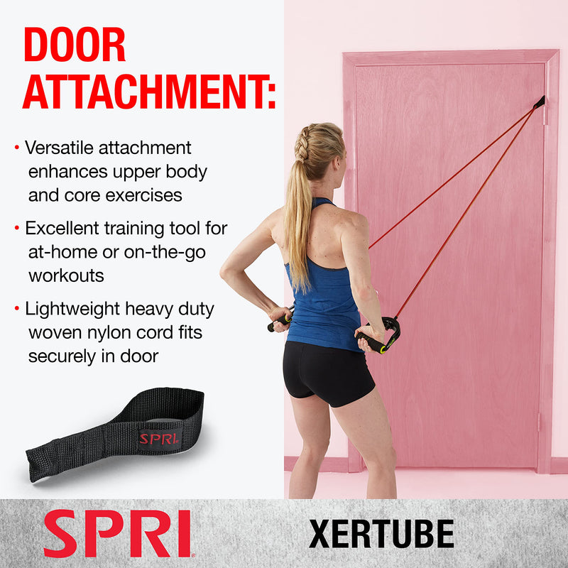 SPRI Xertube Resistance Bands with Handles – All Exercise Cords Sold Separately with Home Gym Fitness Door Anchor Attachment Option d) Heavy (Blue) With Door Attachment - NewNest Australia