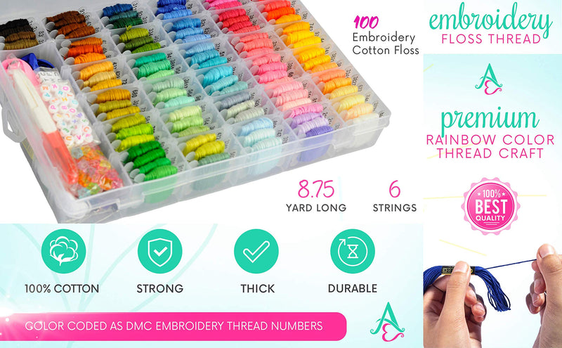 Friendship Bracelet String Kit - 276pcs Embroidery Floss and Accessories - Labeled with Thread Numbers for Cross Stitch Supplies, Embroidery, Cool String Art- Style for Teen or Girls 7 to 12 - NewNest Australia