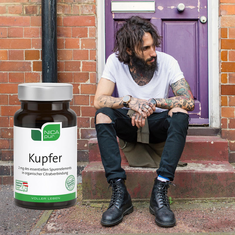 NICApur copper, with the trace element copper to improve the supply, pure substance without additives, 60 capsules - NewNest Australia