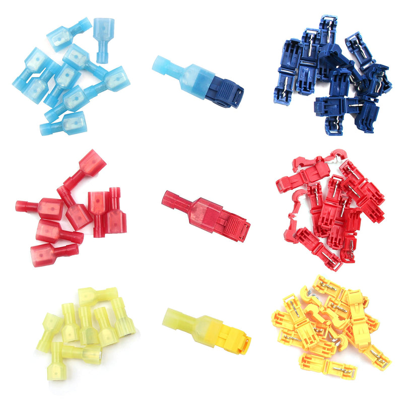 Flytuo 240PCS T-Tap Wire Connectors, Self-Stripping Quick Splice Electrical Wire Terminals, Insulated Male Quick Disconnect Spade Terminals Assortment Kit - NewNest Australia