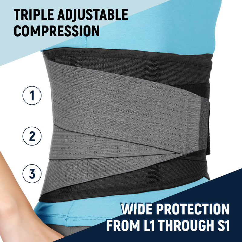 AVESTON Back Brace for Lower Back Pain Relief 6 ribs Belt with Lumbar Pad Support for Men/Women Light Thin Orthopedic Rigid Adjustable Brace Herniated Disc - Size 32 – 39 Inch Around Belly Medium - NewNest Australia