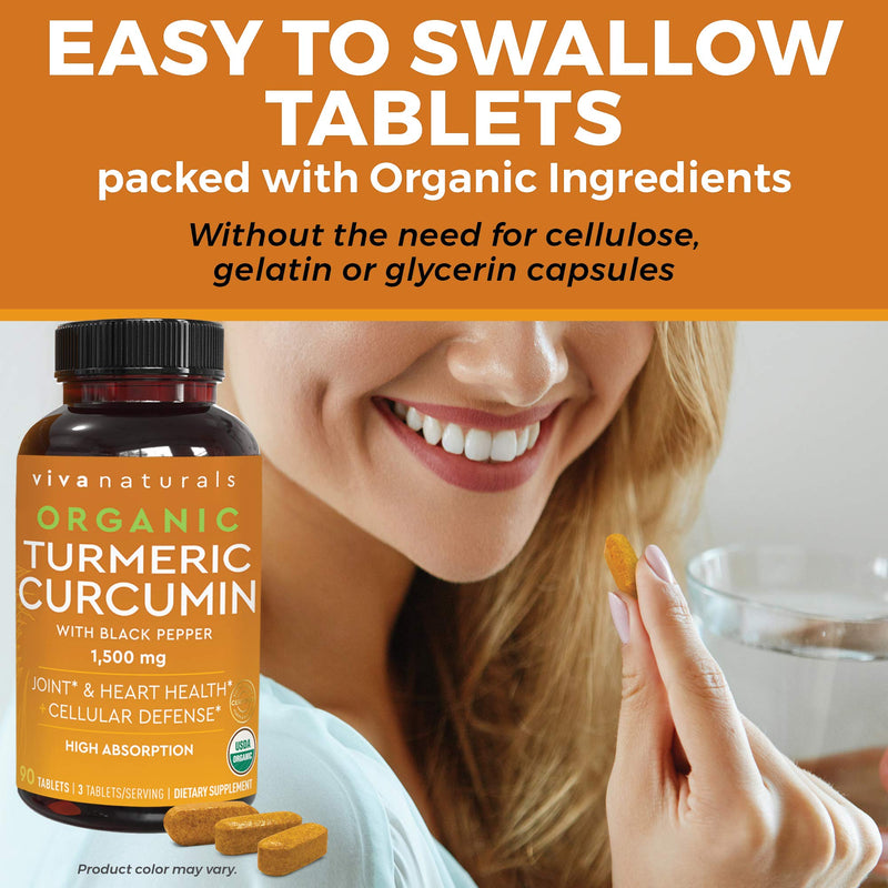 Organic Turmeric Curcumin Supplement 1,500mg (90 Tablets) | with Black Pepper for Superior Absorption, High Potency Standardized to 95% Curcuminoids, Natural Joint Support - NewNest Australia