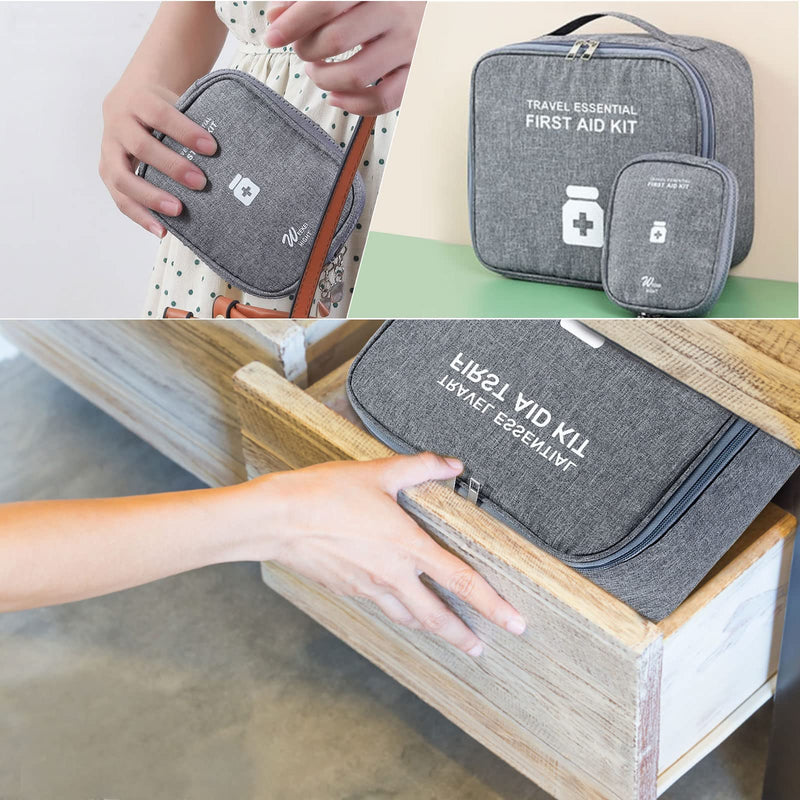 Pack Of 2 First Aid Bag, First Aid Kit, Empty Waterproof Large Capacity Medical Emergency Bag, Medicine Bag, Small Travel Pharmacy Bag, Travel Pharmacy Bag (Grey) - NewNest Australia