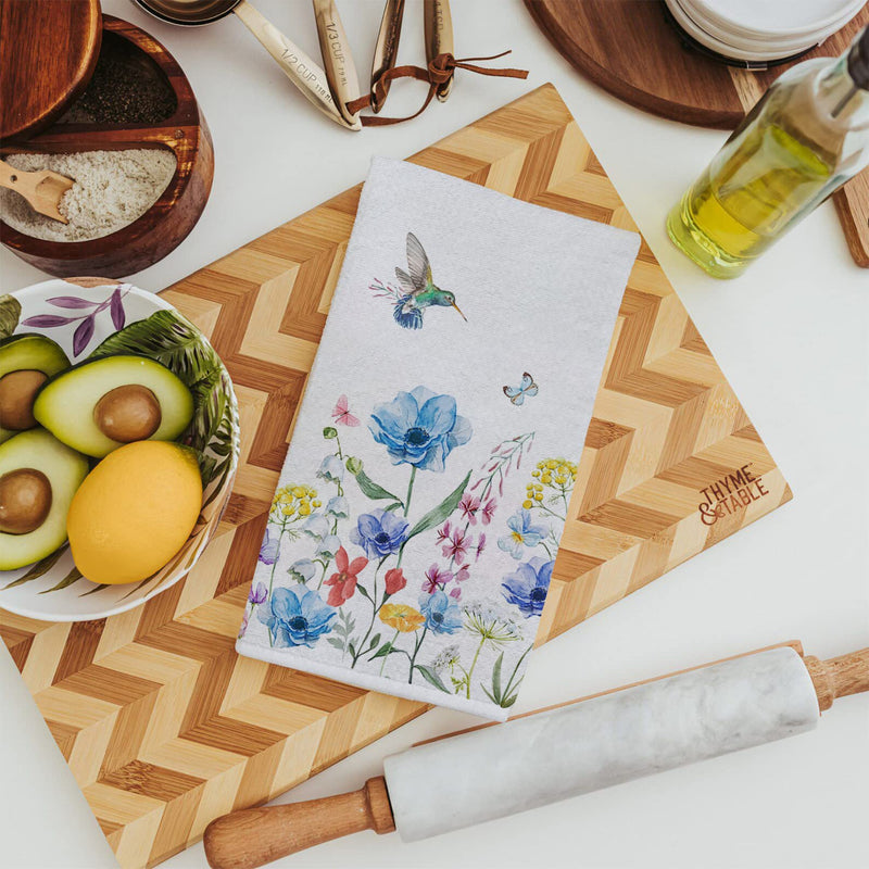 Seliem Spring Summer Anemone Flower Hummingbird Kitchen Dish Towel Set of 2, Wild Floral Ultra Absorbent Hand Drying Baking Cooking Cloth, Seasonal Decor Home Decorations 18 x 26 Inch - NewNest Australia