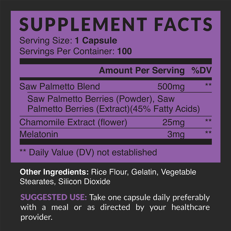Saw Palmetto Prostate Supplements for Men as Potent DHT Blocker for Hair Growth and Beta Blocker to Decrease Frequent Urination (100, Purple) - NewNest Australia