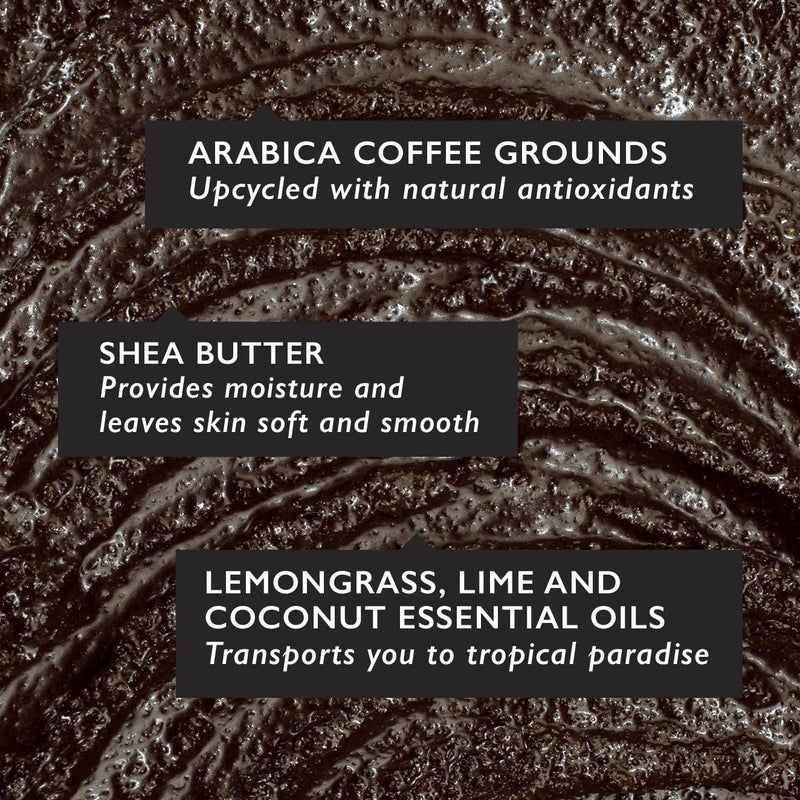 UpCircle Exfoliating Coffee Body Scrub with Lemongrass 220ml - Sea Salt, Lime + Coconut Oil - Targets Cellulite + Stretch Marks - Natural, Vegan Exfoliator For Soft, Smooth Skin - NewNest Australia