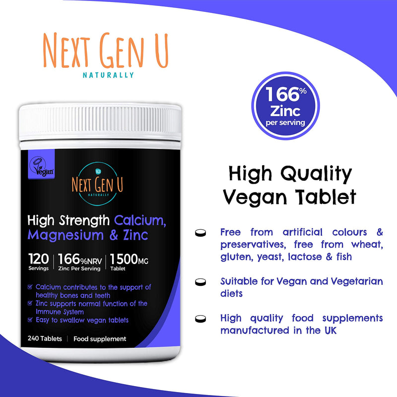 Calcium Magnesium and Zinc Supplement - 120 High Strength Vegan Osteo Tablets | Supports Healthy Nerve & Muscle Function | Vegetarian Friendly Calcium Supplement Complex - NewNest Australia