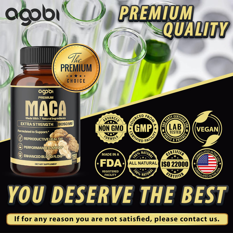 7in1 Premium Maca Root Capsules with Ashwagandha, Ginseng, Tribulus Terrestris and More Equivalent 8050mg - Natural Energy, Performance and Mood Support - 150 Capsules 5-Month Supply - NewNest Australia