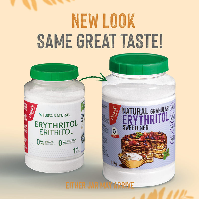 Natural Erythritol - Granulated Sugar | 10G = 7G Sugar | Natural Sugar Substitute - 0 Calories - 0 Glycemic Index - Keto And Paleo - 0 Net Carbs - No Gmo - Castello Since 1907-1Kg - NewNest Australia